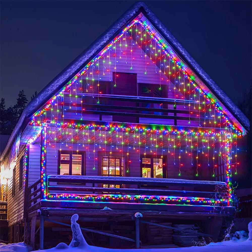 Luci di natale tenda stringa di luce cascata decorazione esterna 5M Droop 0.4-0.6m fata luci a Led per le vacanze in giardino