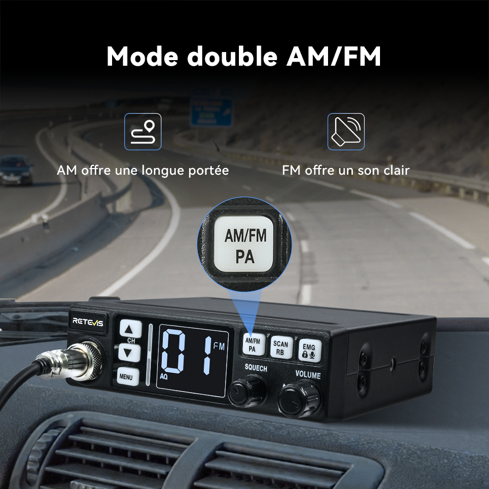 Retevis-Station de radio CB longue portée pour camionneurs, communication professionnelle, radio jambon mobile pour voiture CB, canal AM FM, 9/19 VOX, MB63