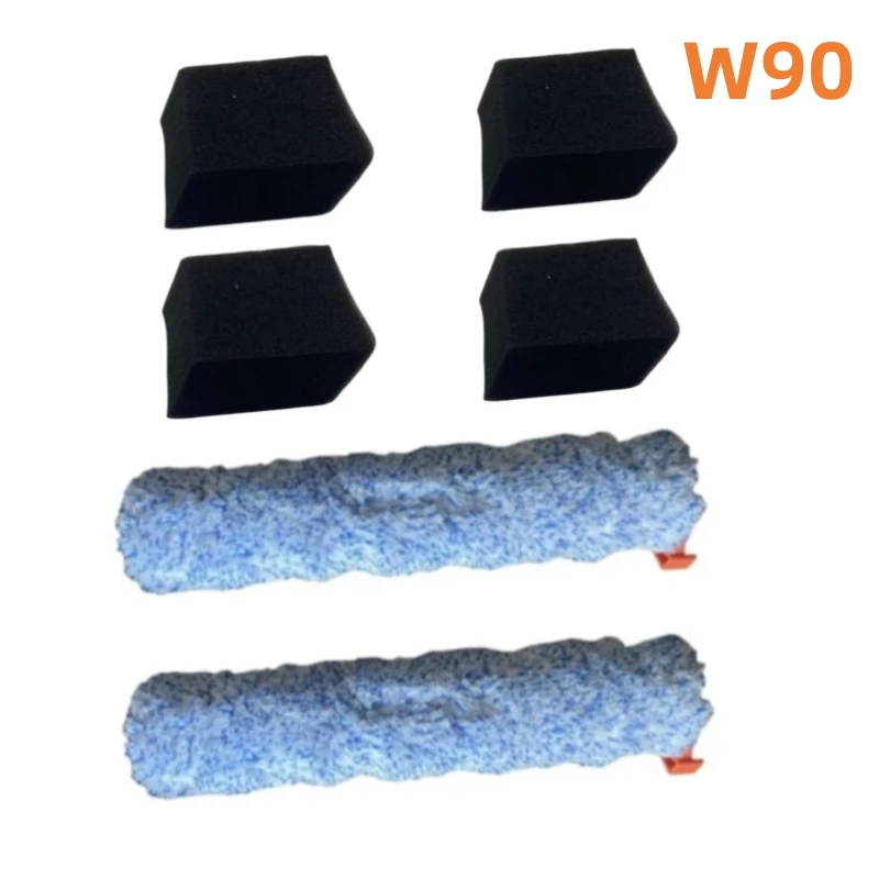 2x Roller Brush +4x Sponge Filter for ILIFE W90 Vacuum Cleaner Accessories Spare Replacement Parts Main Brush Sponge Filter