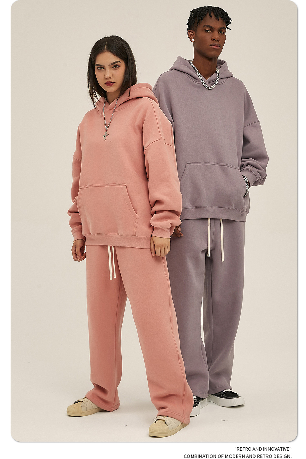 Nuevo conjunto de pantalones deportivos para correr con cremallera y pierna ancha y pierna recta con capucha de felpa con logotipo personalizado para hombre 350G jogging deportivo de alta calidad