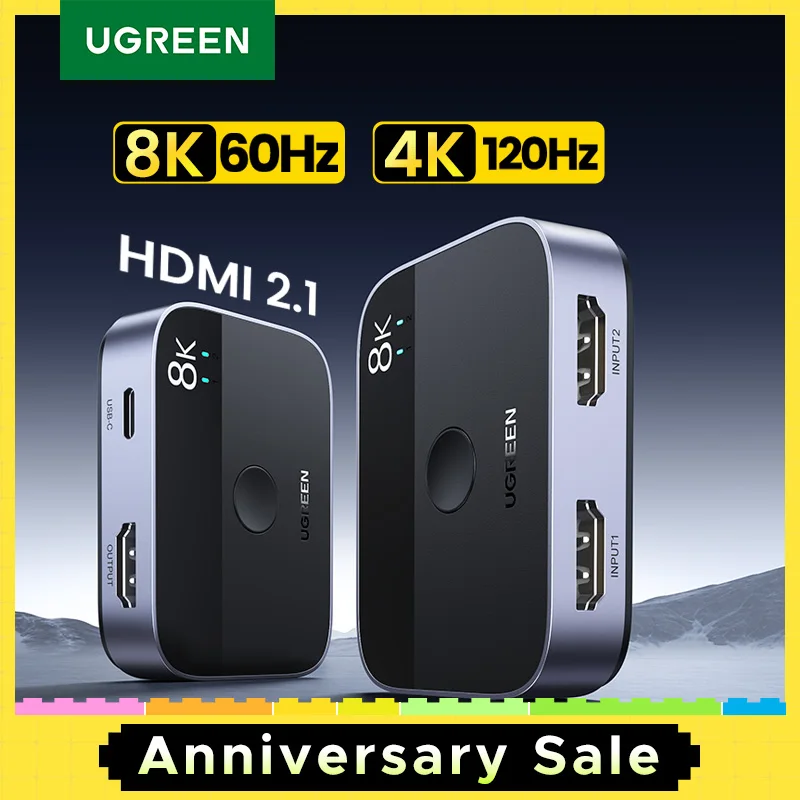 UGREEN HDMI 2.1 Bộ Chia Switch 8K 60Hz 4K 120Hz 2 Trong 1 Ra Cho Tivi Xiaomi xbox SeriesX PS5HDMI Cáp Màn Hình HDMI 2.1 Switcher