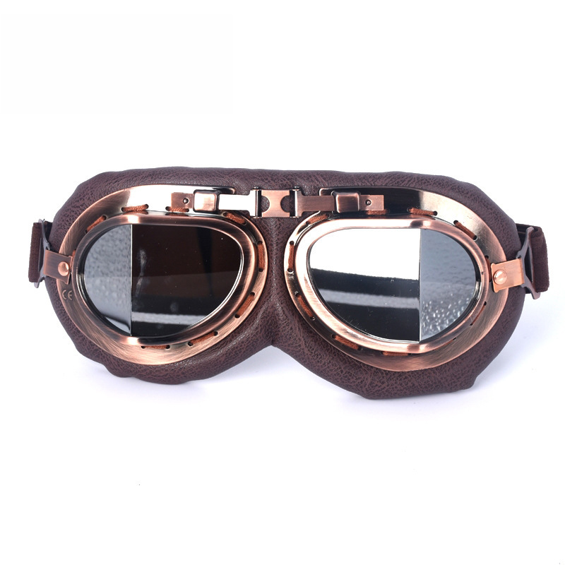 Motorcycle Retro  Goggles Glasses Vintage Moto Classic Goggles for Harley Pilot Steampunk Bike Copper Helmet Equipments