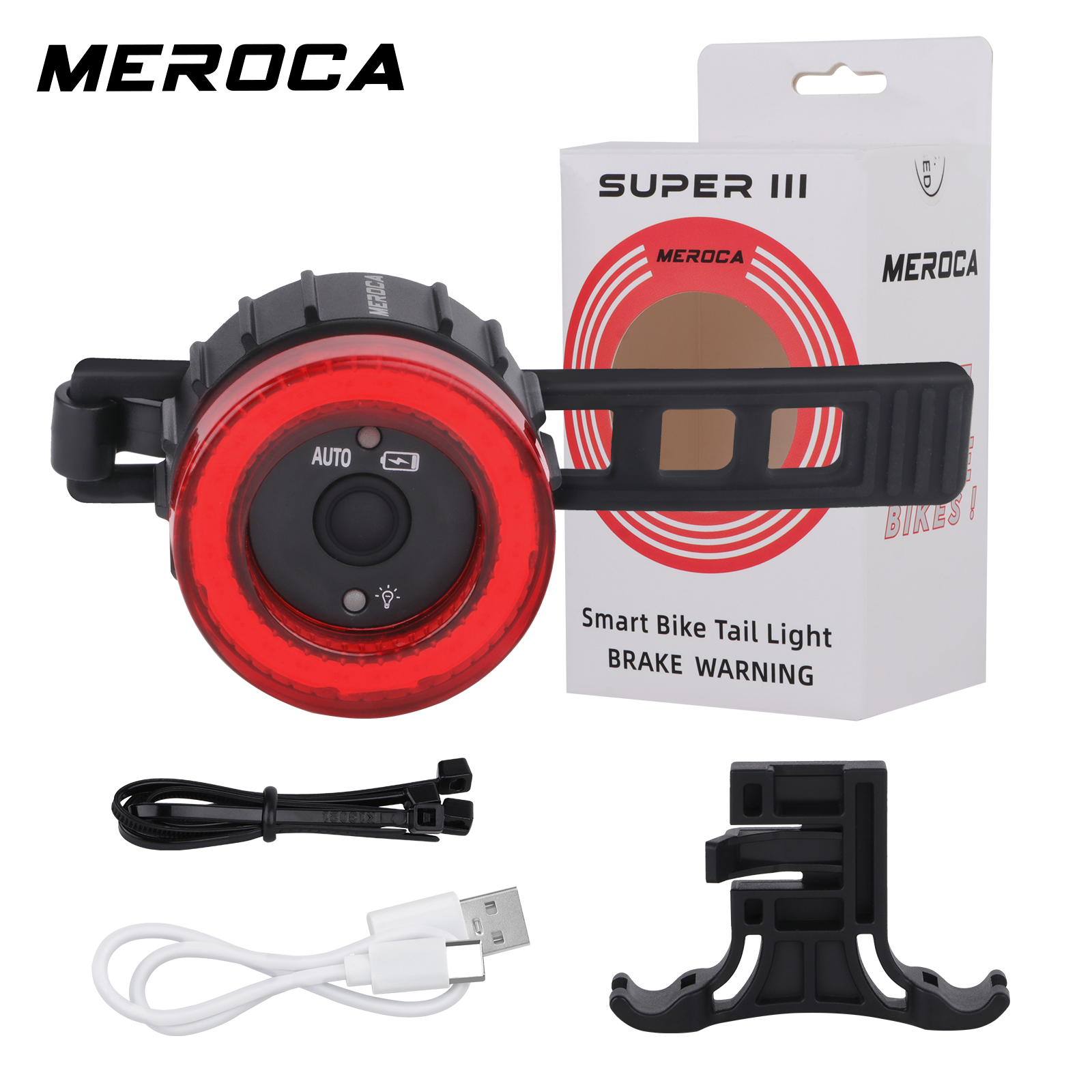 MEROCA 自転車リアライト USB 充電高視認性多機能点滅ブレーキセンサーテールライト MTB ロードバイクランプ