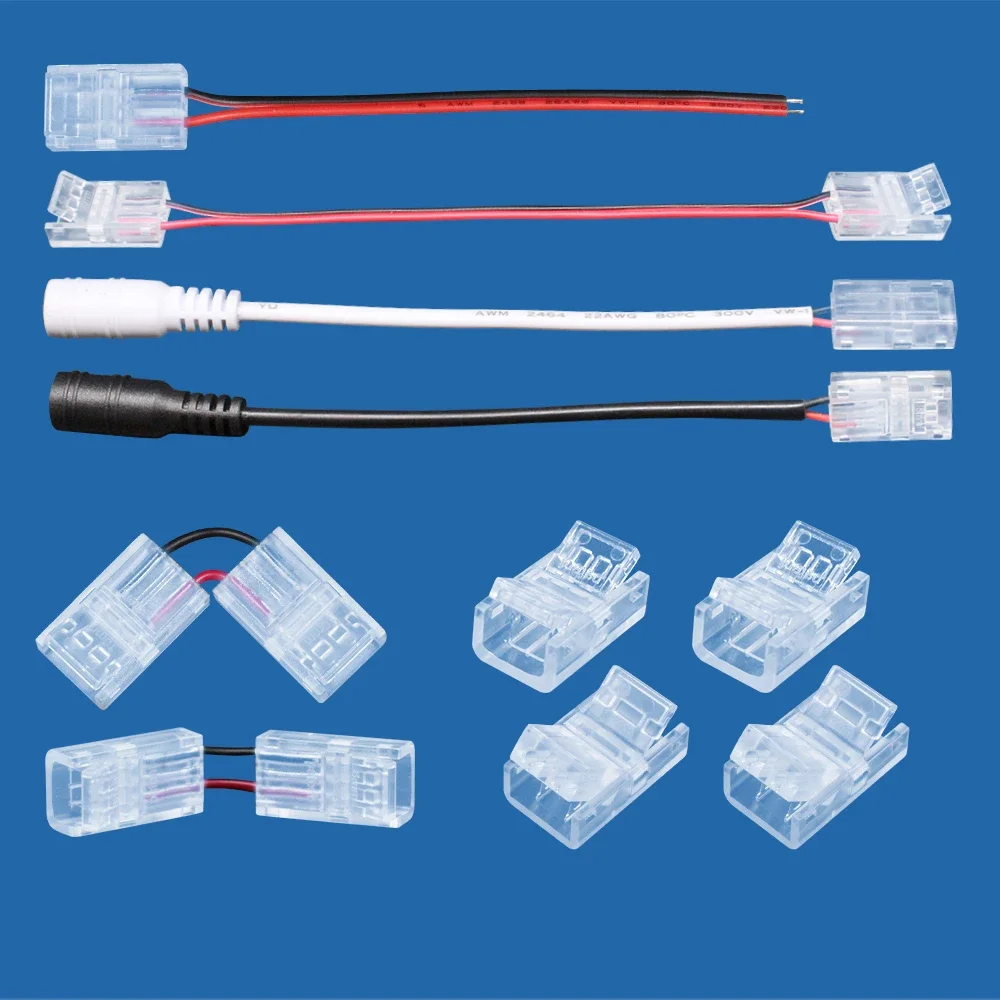 5pcs 2Pin 8mm 10mm LED Strip Connector Quick ลวดเชื่อมต่อมุมฟรีสําหรับ 2835 5050 SMD COB ไฟ LED Strip แบบยืดหยุ่น