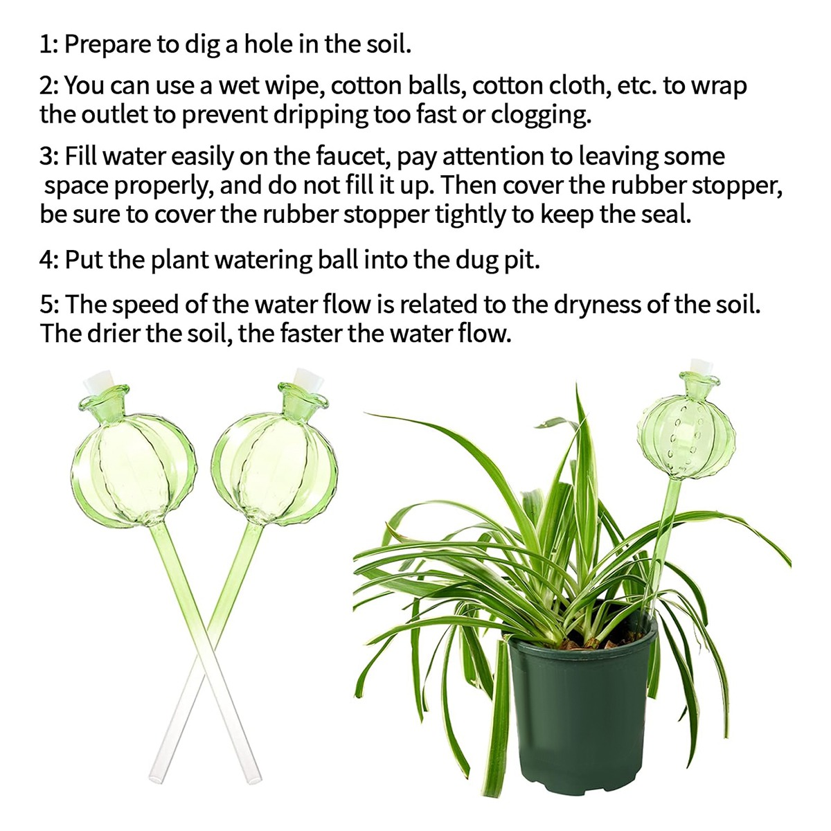 Globos de riego de plantas BABQ, dispositivos de riego de plantas soplados de 3 uds, globos de autorriego para plantas de interior Cactus