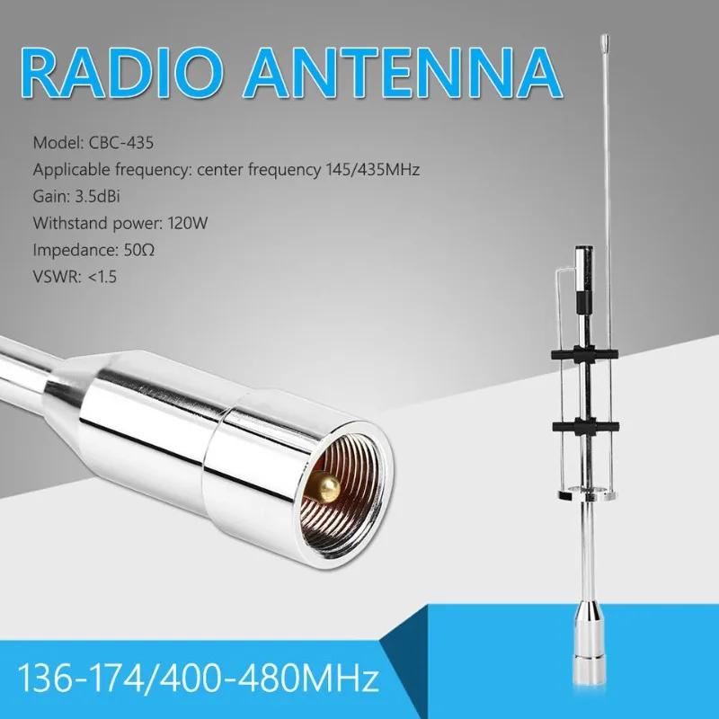 CBC-435 UHF VHF 145/435MHz Dual Band Antenna PL-259 Connector CBC435 and Magnetic Mount Base Adapter for Mobile Ham Car Radio