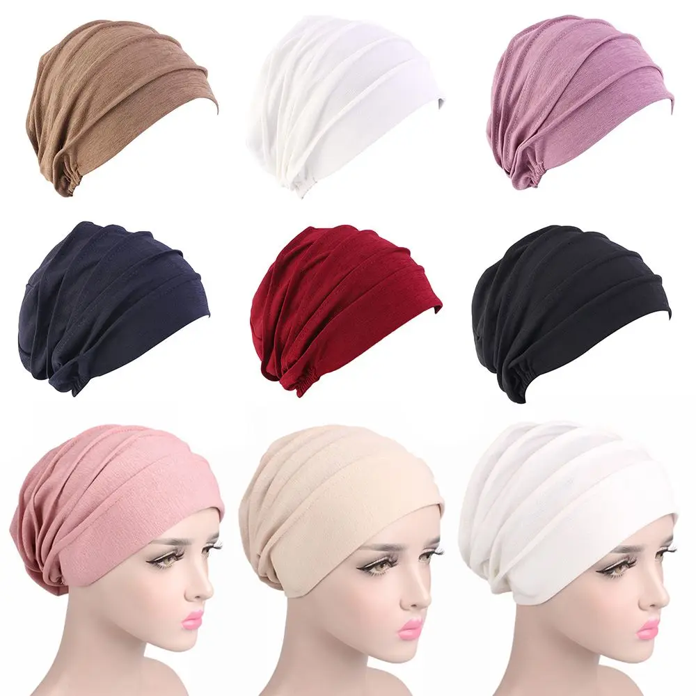 Mulheres Gorros e Turbante, Cachecol para Queda de Cabelo, Elástico, Chapéu Chemo, Envoltório Cabeça, Hijabs Muçulmanos, Feminino