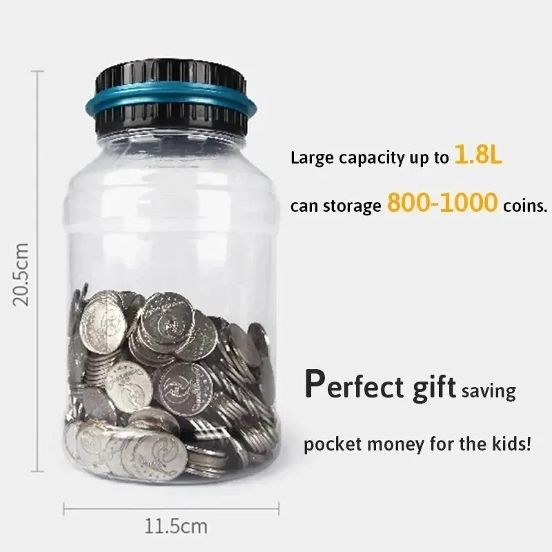 1PC 전자 저금통 카운터 코인 디지털 LCD 계산 코인 돈 저금통 병 코인 보관함 USD 유로 돈 선물용