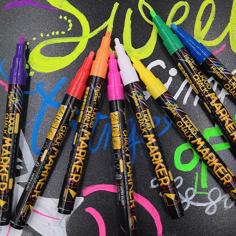 8 pcs Liquid Chalk Markers-ล้างทําความสะอาดได้ & Wet Erase Chalk Maker ปากกาสําหรับกระดานดําไวท์บอร์ดหลอดไฟกระจกหน้าต่าง Graffiti Art