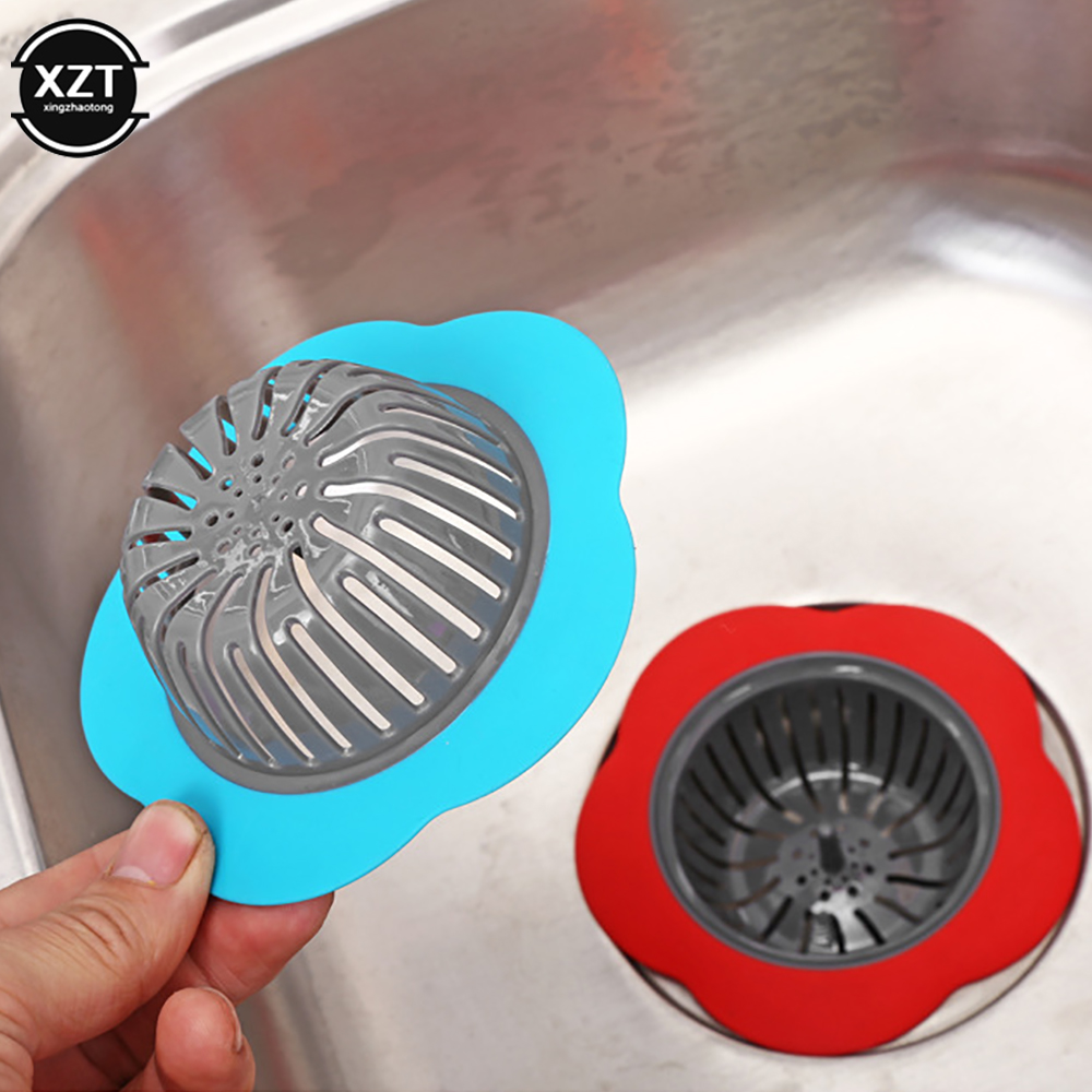 Flower Shaped Kitchen Mesh Sink Drain Silicone Strainer Dense Hole Water Drain Bathroom Drain Hole Hair Filter Trap Waste Screen