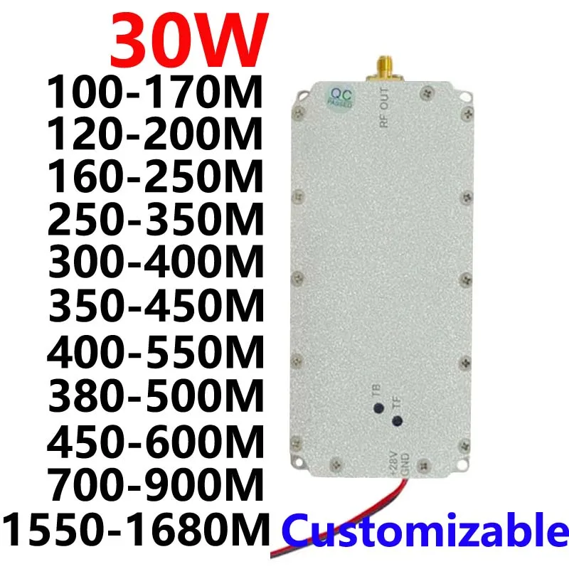 Módulo RF de 30W amplificador de potencia de baja frecuencia 100-170MHZ120-200MHZ160-250MHZ250-350MHZ350-450MHZ300-400MHZ400-550MHZ380-500MHZ1.5G