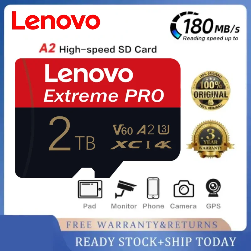 Original Lenovo 2TB 1TB Mini tarjeta Micro SD tarjeta de memoria TF/SD 128GB 256GB 512GB Mini tarjeta de memoria Class10 para cámara/teléfono/interruptor