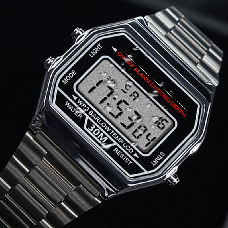 Роскошные часы со стальным ремешком F91W, женские часы, мужские деловые часы, многофункциональные, компактные спортивные наручные часы, электронные часы