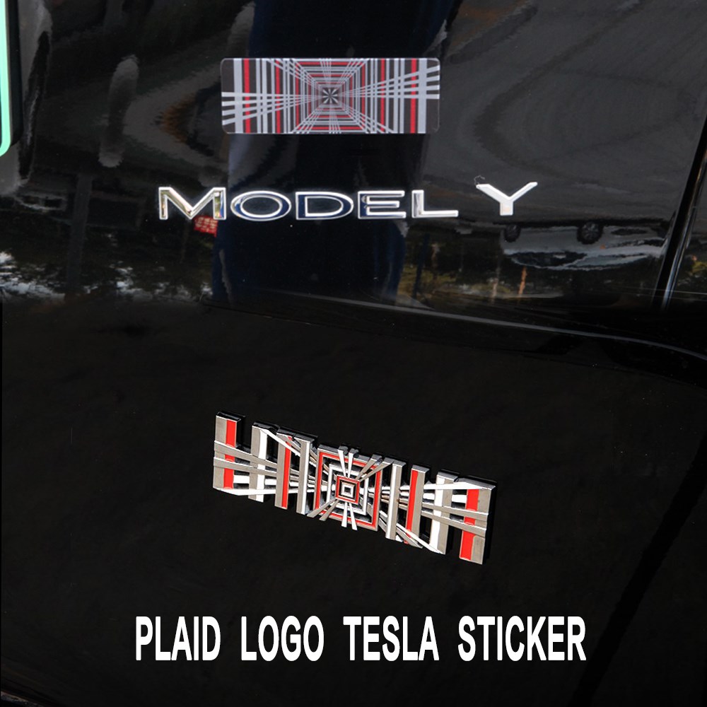 Plaid For Tesla Model 3 Y S X Tail Tag Trunk 3D Logo Zinc Alloy Vehicle Label Emblems PLAID Badge Creative Decoration Stickers
