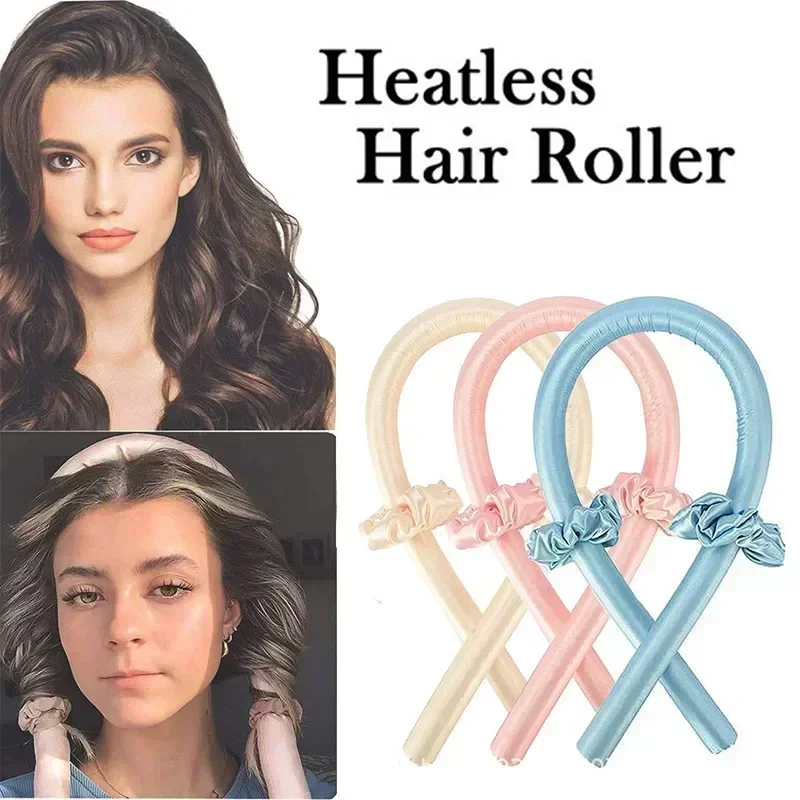 Heatless cabelo encrespadores para ondulação noturna, ferro Headband, preguiçoso seda encrespador, sem calor, cabelo curto longo