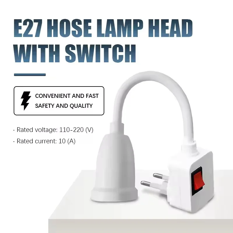 Plugue direto cabeça da lâmpada rotativa e27 soquete suporte da lâmpada com interruptor plugue da ue suporte da lâmpada led candeeiro de mesa base da lâmpada