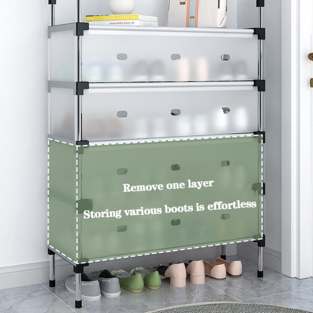 Dustproof DIY Shoe Rack Stainless Steel Pipes Household Multilayer Economical Space Saving Durable And Long-Lasting Shoes Rack