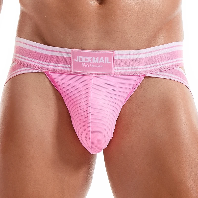JOCKMAIL Men Jockstrap Thong Mens Bikini Briefs Sexy Gay Underwear Nylon Mesh Hip Lift Mesh Quick Dry Sports Wear Panties