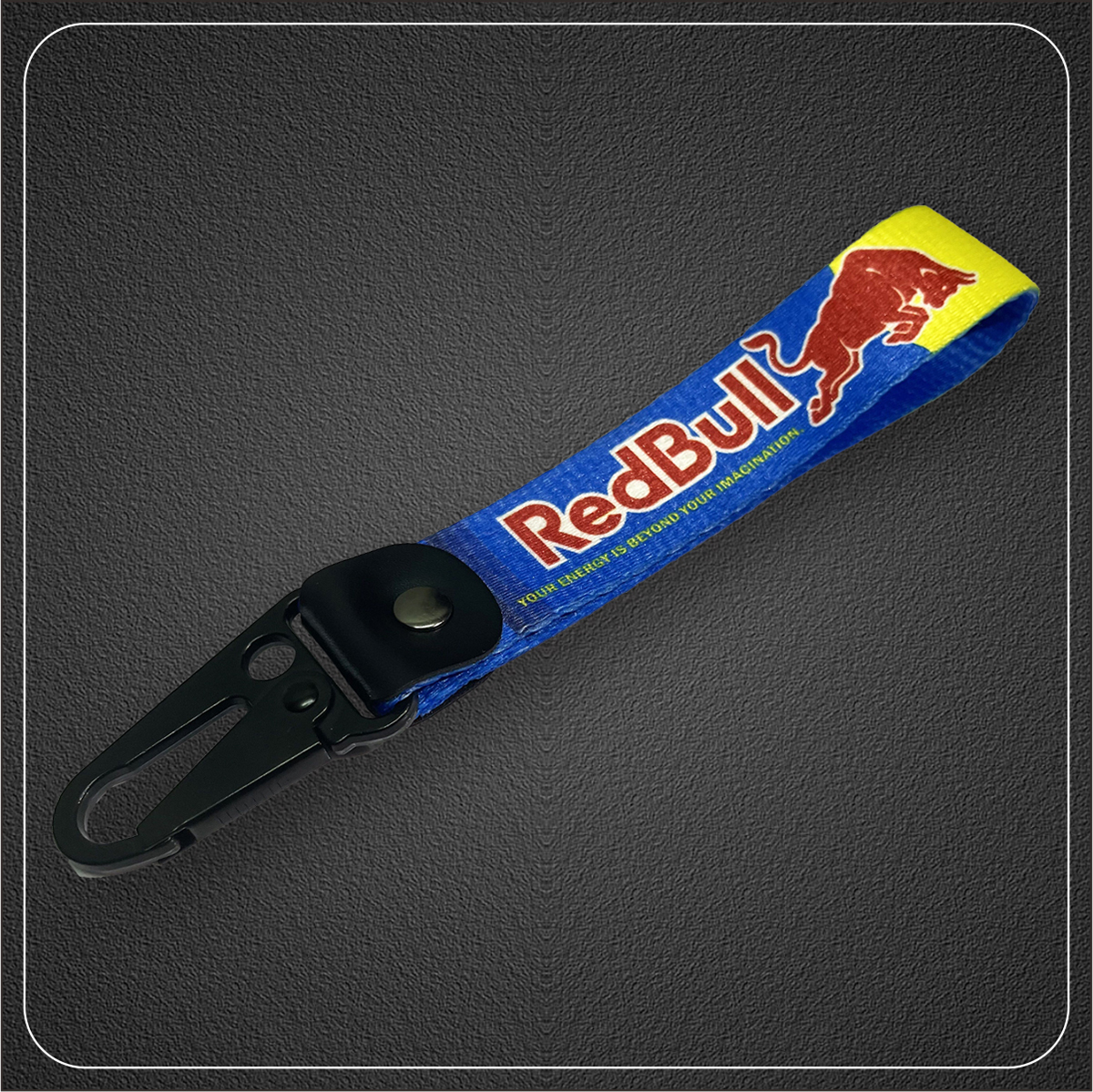 Embroidery Red Bull Key Chain Tag Strap Leather Accessories Keytag Racing Keychain