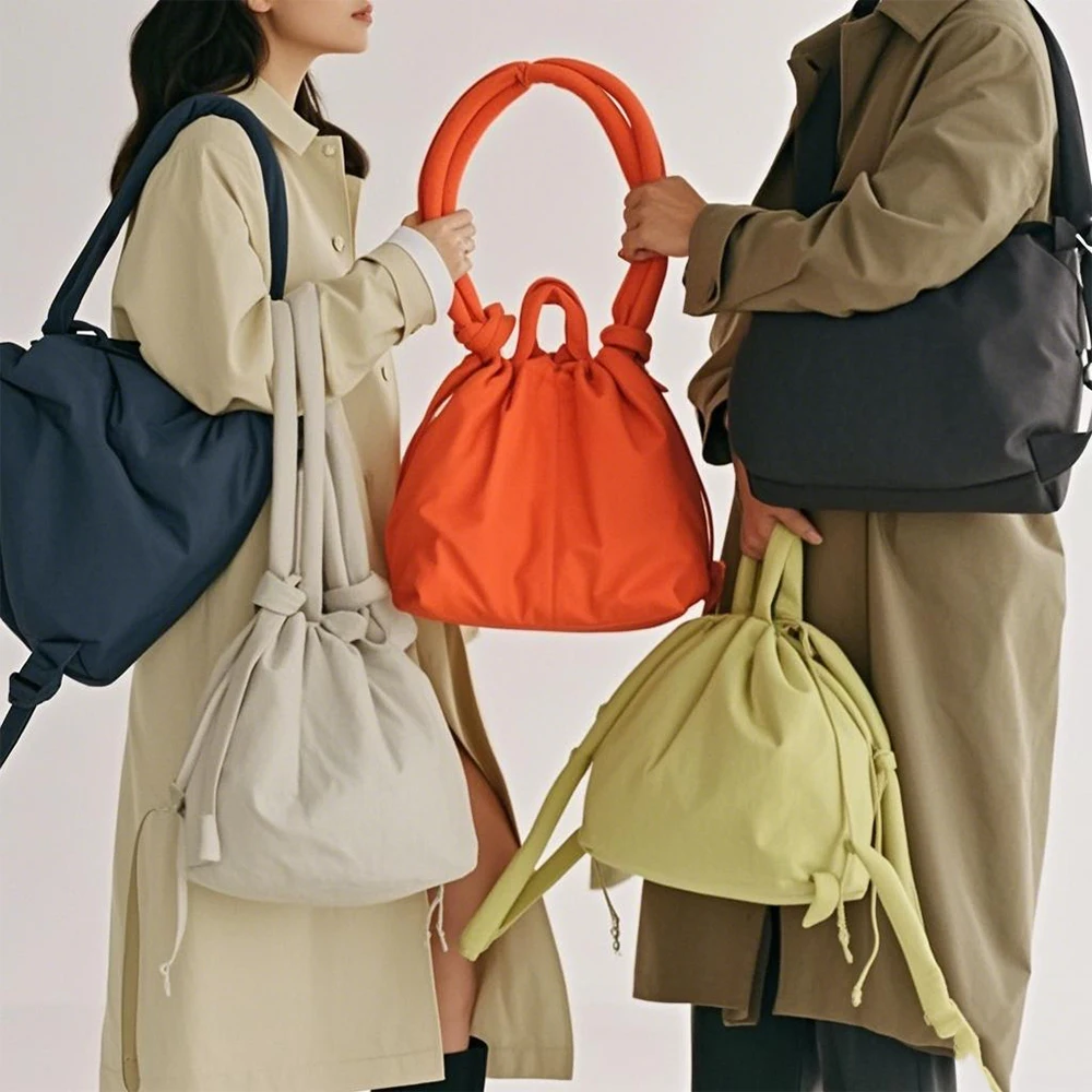 Mochila acolchada para mujer, bolso de mano con asa superior, bolso de hombro, bolso de mano hinchado con cordón suave y ligero