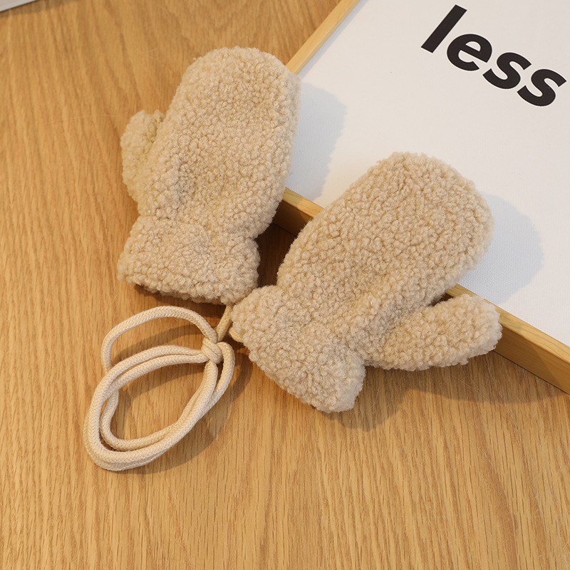 Urso inverno bebê cachecol luvas conjunto falso lã de cordeiro coreano quente crianças pescoço mais quente luvas crianças meninos meninas acessórios 2-6y