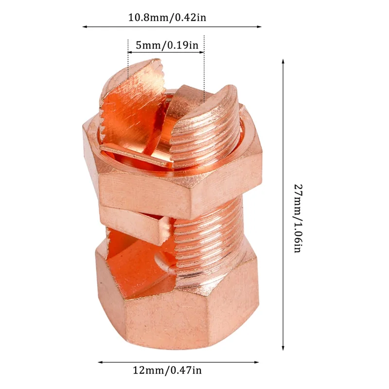ABFA 10Pcs Split Bolt Connector, Grounding Split Bolt Connector Split Bolt Connector for Complete Earth on Bare Wires TJ-16