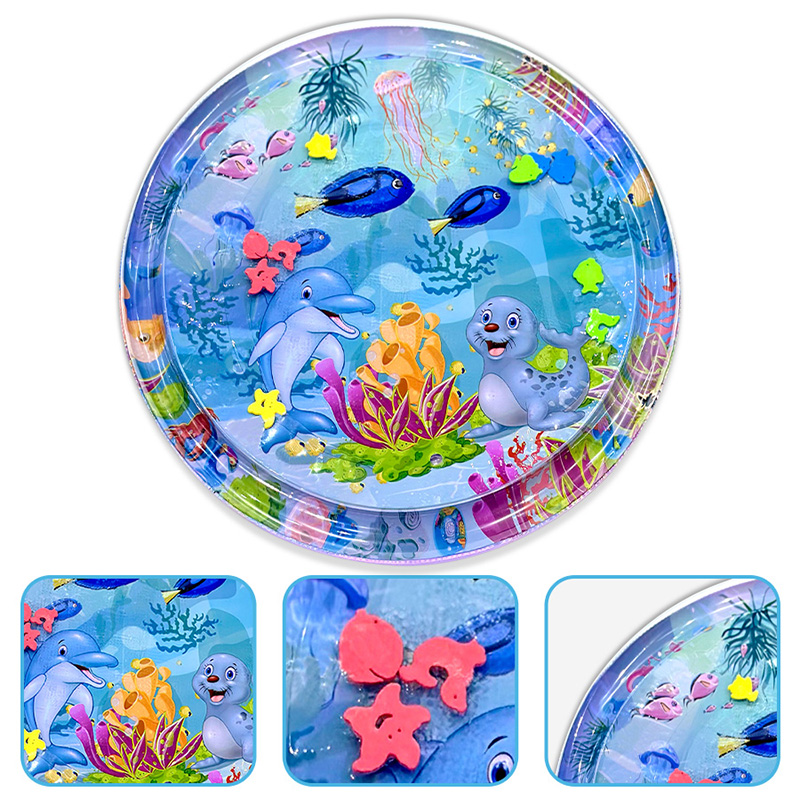 1 PC 100 ซม.ขนาดใหญ่เด็กเล่นเสื่อน้ํา Dolphin Seal รูปแบบ PVC Inflatable รอบ Play MAT เบาะเด็กของขวัญ