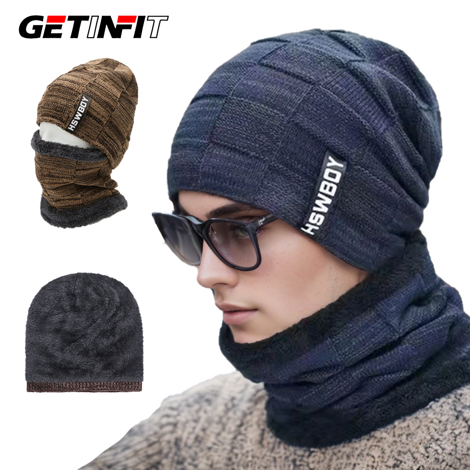 GETINFIT, 1 Uds., gorro de terciopelo grueso cálido para invierno, gorro de lana tejido para ciclismo a prueba de viento para exteriores, Sudadera con capucha juvenil a la moda para hombres de mediana edad