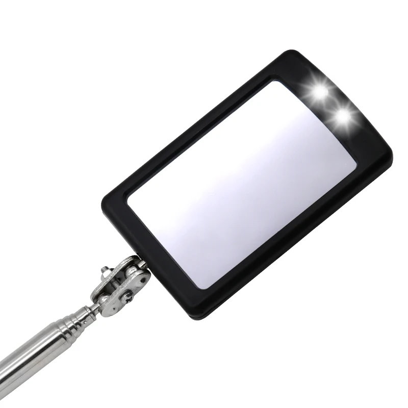 Espejo de inspección de cabeza Flexible telescópico, fondo de coche con luz, espejo de detección ajustable, espejo de inspección de aumento