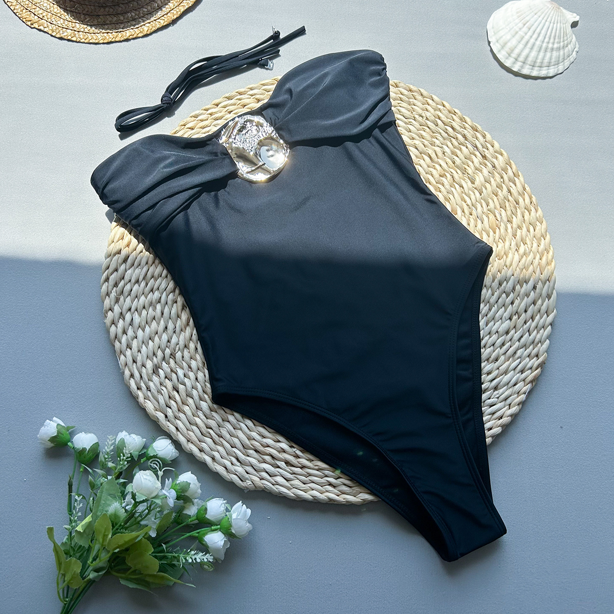 Bañador Sexy de una pieza para mujer, traje de baño femenino, Monokini de banda, ropa de playa, traje de baño de cintura alta 2024