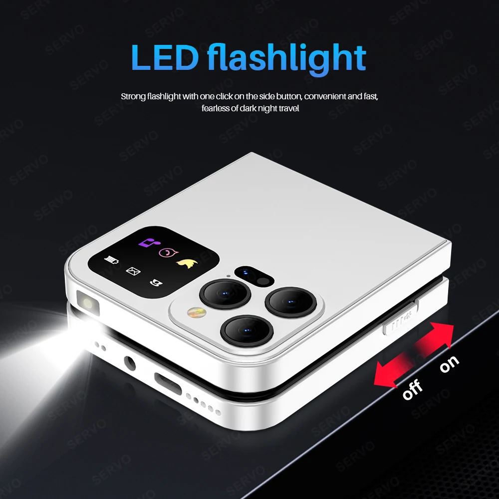 โทรศัพท์มือถือพับได้ SERVO A50 PRO รองรับสองซิม บันทึกเสียงสนทนา โทรด่วน รายการดำ วิทยุ FM 2G GSM โทรศัพท์แบบกดปุ่ม