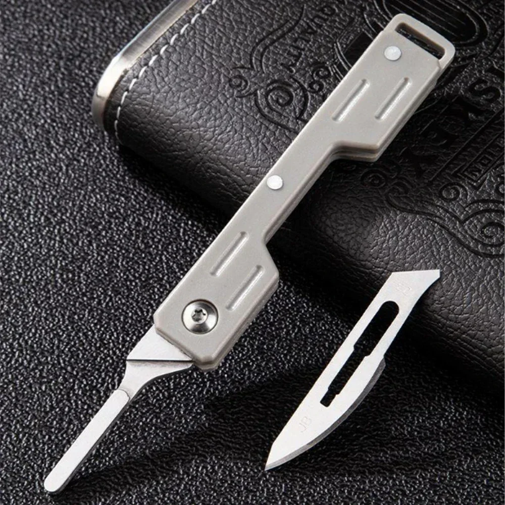 Maquinaria Mini bisturí plegable cuchillo plegable médico EDC cuchillo de bolsillo para desembalaje al aire libre con 10 Uds cuchillas reemplazables
