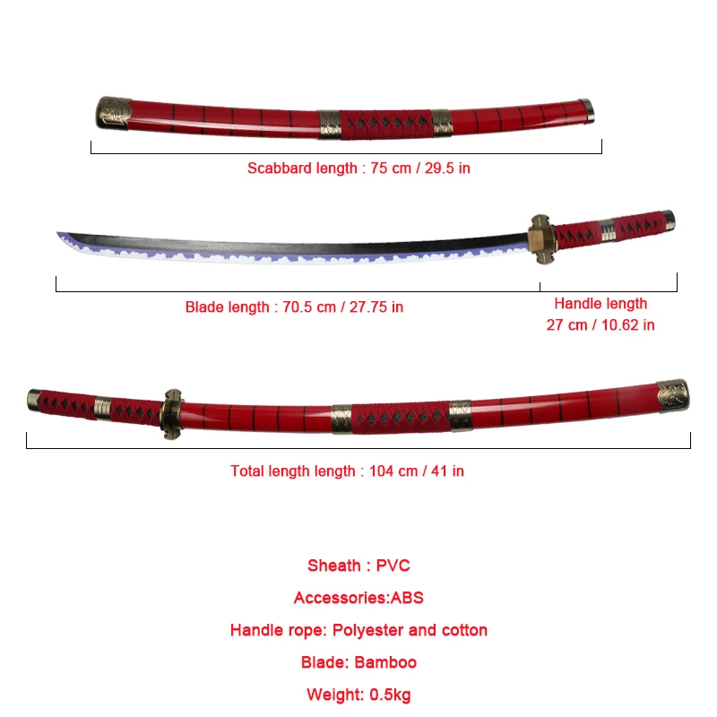 1:1  Anime Roronoa Zoro Katana sword Wooden Toy Swords original pattern Wado kitetsu Shusui Enma Cosplay Weapon Props
