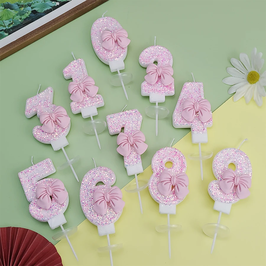 装飾用ピンクの蝶のデジタルキャンドル,誕生日,プリンセスパーティー,ケーキ,提案,結婚式,女の子,0〜9番号