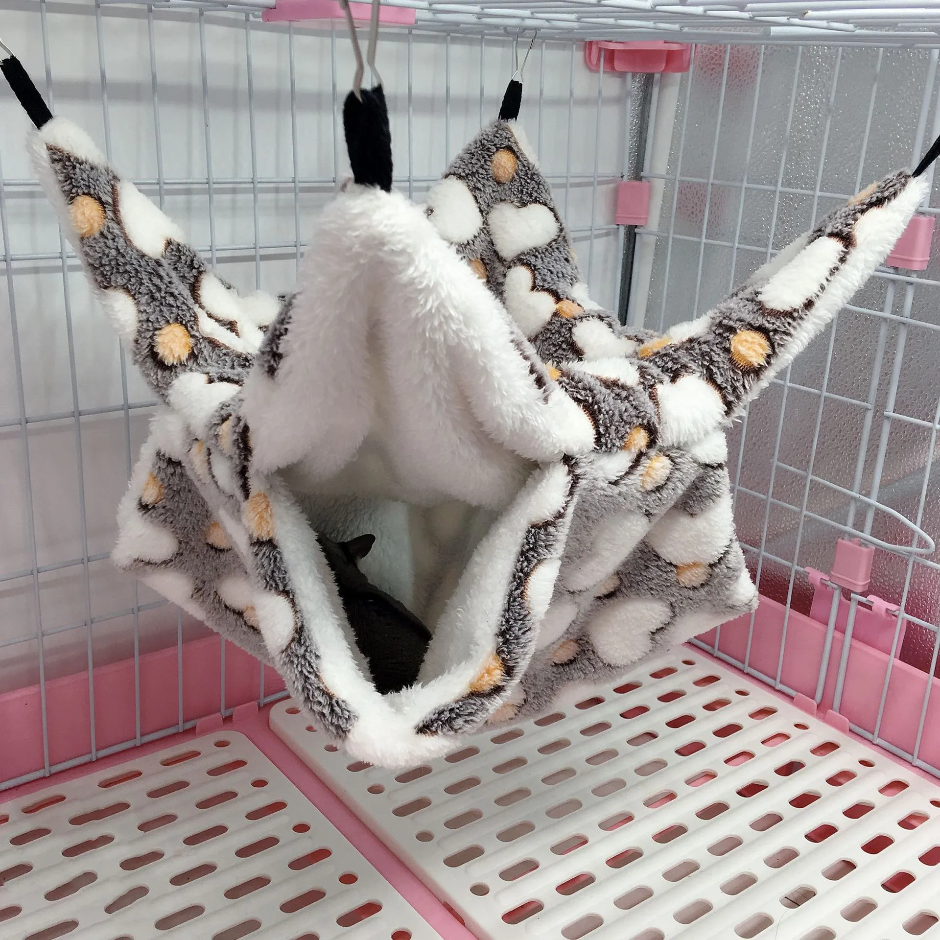 Hamaca cálida de doble capa para hámster, saco de dormir colgante para mascotas, ardilla, erizo, accesorios pequeños para mascotas, jaula, suministros para mascotas