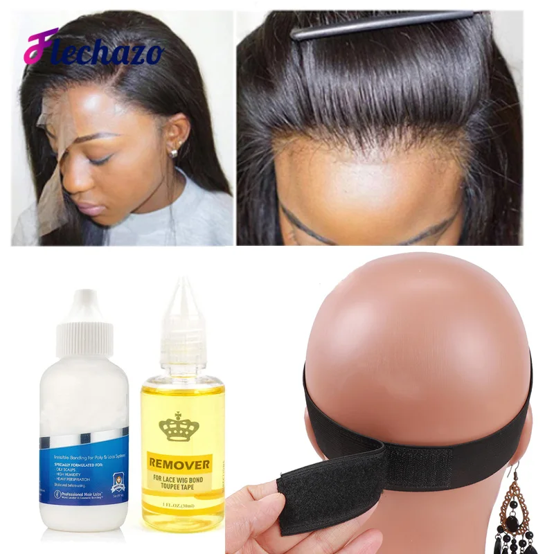 Kit de pegamento y removedor de encaje resistente al agua para pelucas, pegamento adhesivo para el cabello súper resistente para pelucas de encaje, pegamento de encaje Flechazo con banda