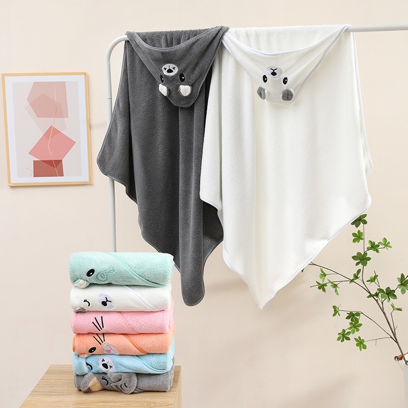 เสื้อคลุมอาบน้ำเด็กทารก0-3Y เสื้อคลุมผ้าสักหลาดลายการ์ตูนสำหรับเด็กผู้ชายเด็กผู้หญิงผ้าคลุมสปามีฮู้ดนุ่มพิเศษผ้าเช็ดตัวคลุมเด็กแรกเกิด