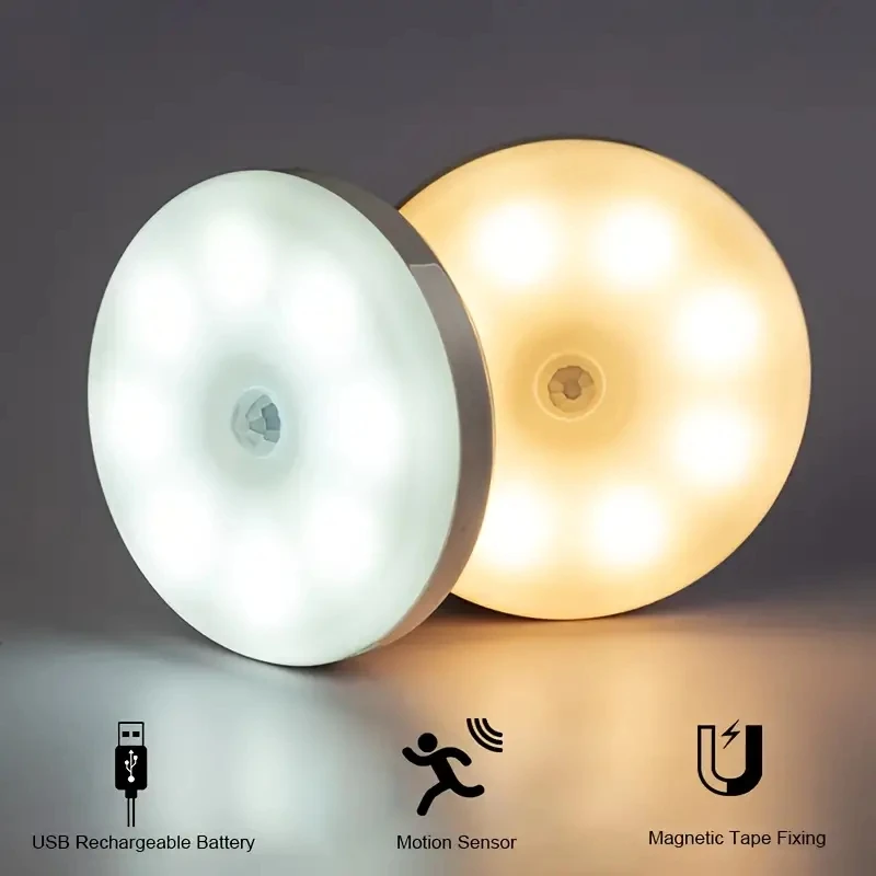 Nueva luz nocturna estilo botón de 1 pieza, lámpara detectora LED inalámbrica para dormitorio, escalera, armario y decoración de habitación
