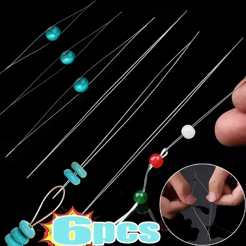 New Beading Needles Seed Beads Needles Big Eye DIY Beaded Needles Collapsible Beading Pins Open Needles for Jewelry Making Tool