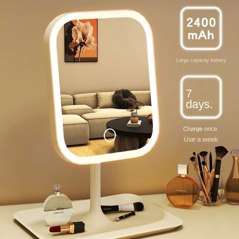 Modern Desktop Vanity Mirror 3 Color Light LED Makeup Mirror Touching Mirror Women Bedroom Dressing Mirror heart mirror