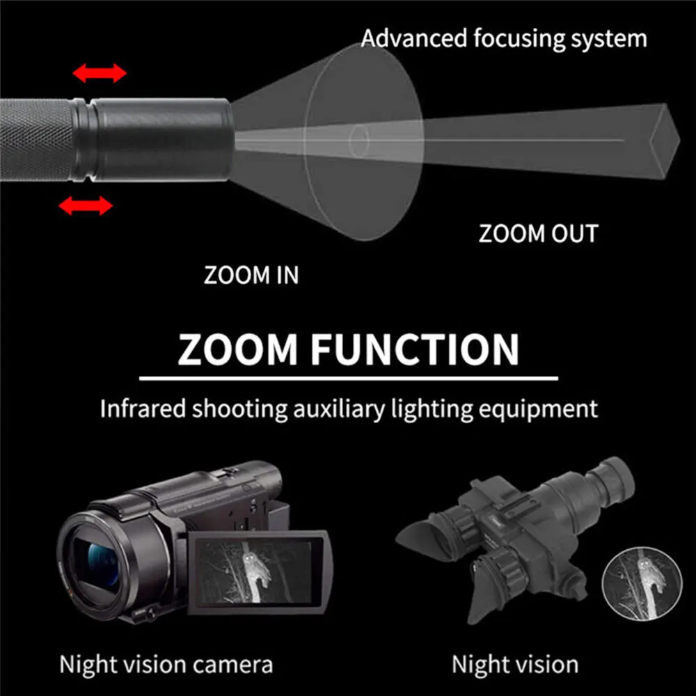 940nm/850nm Infrarot licht ir Taschenlampe Jagd Infrarot beleuchtung zoombare Taschenlampe Infrarot waffe Licht Nachtsicht geräte