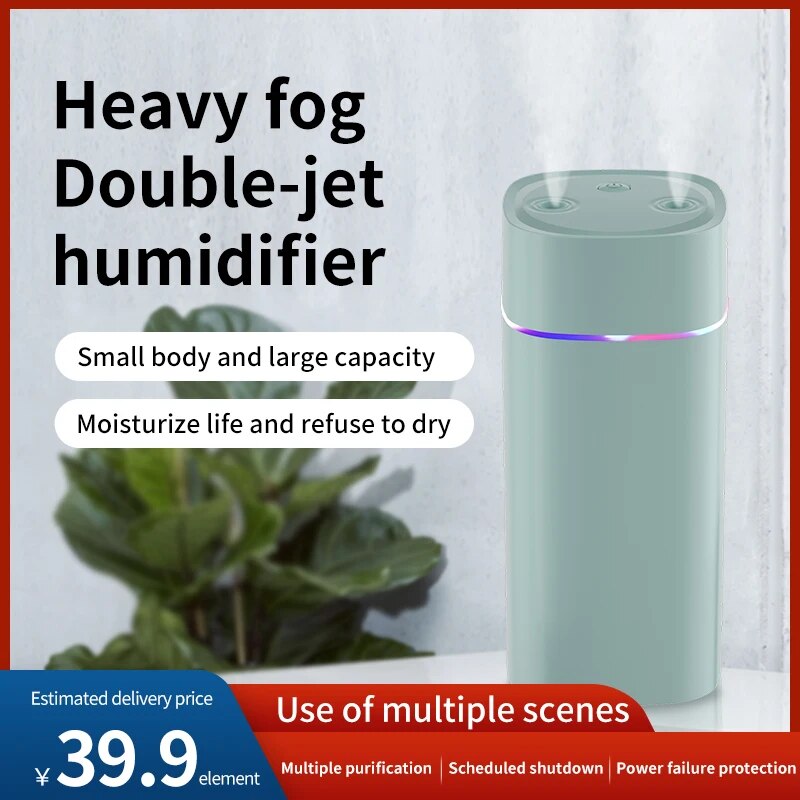 Small Usb Dual Spray Humidifier Household Mute Large Fog Volume Desktop Car Carrying