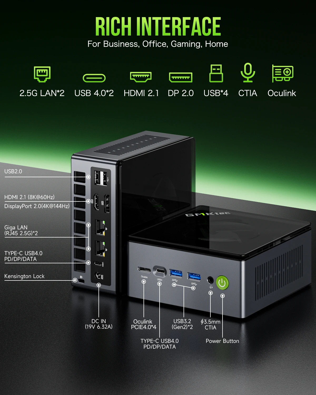 GMKtec Mini Pc M7 AMD Ryzen7 PRO 6850H NUCBOX AMD Radeon™ 680M Window 11 Pro WIFI 6 USBC 4.0