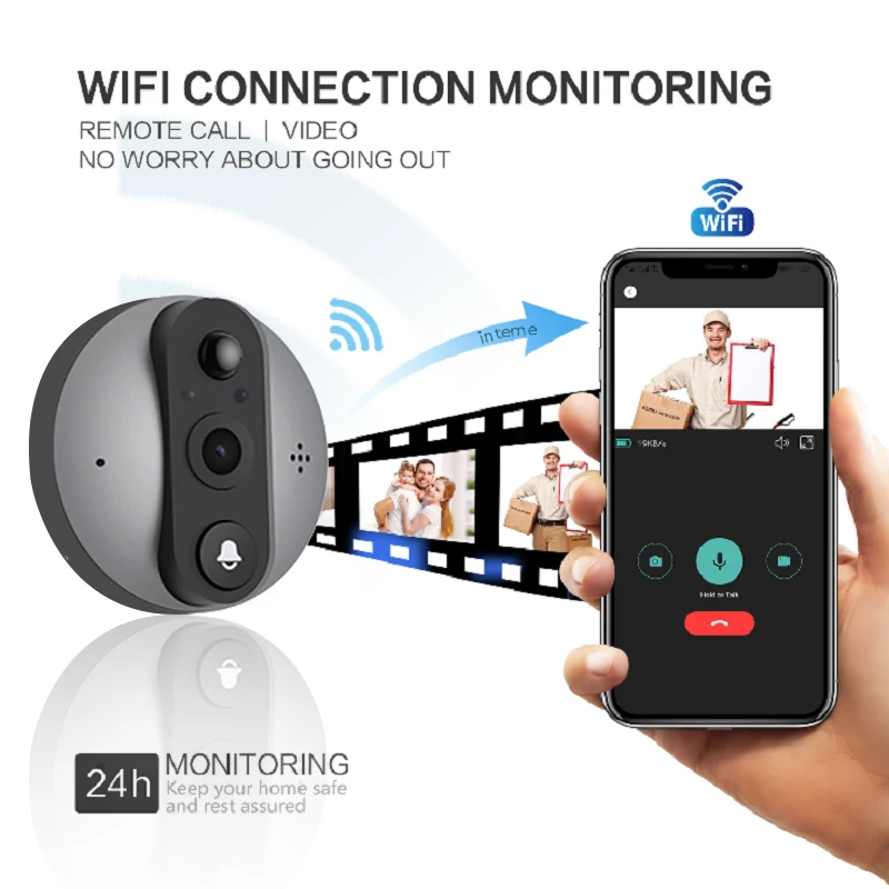 Tuya inteligente de baixa potência casa porta olho câmera 3mp áudio em dois sentidos sem fio 2.4g wifi porta peepholes vídeo campainha funciona com alexa