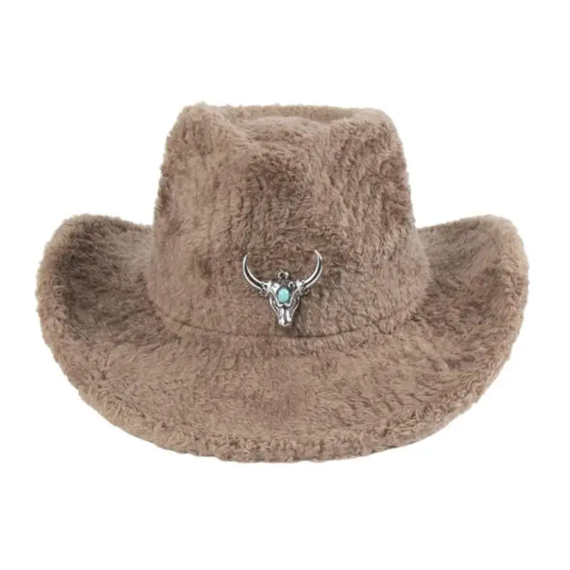 Topi Koboi Homburg 39BD dengan Topi Trim Mewah Maillard Berbulu Topi Atas Topi Porkpie Klasik untuk Anak Laki-laki Topi