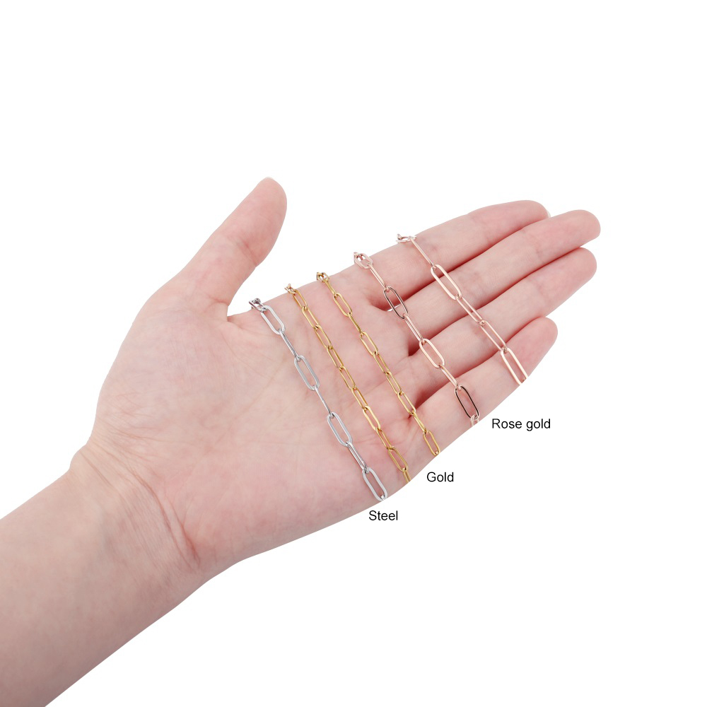 1M 3/4mm łańcuszek ze stali nierdzewnej bez blaknięcia kabel złote łańcuszki na naszyjnik bransoletka na kostkę DIY komponenty do wyrobu biżuterii hurtowo