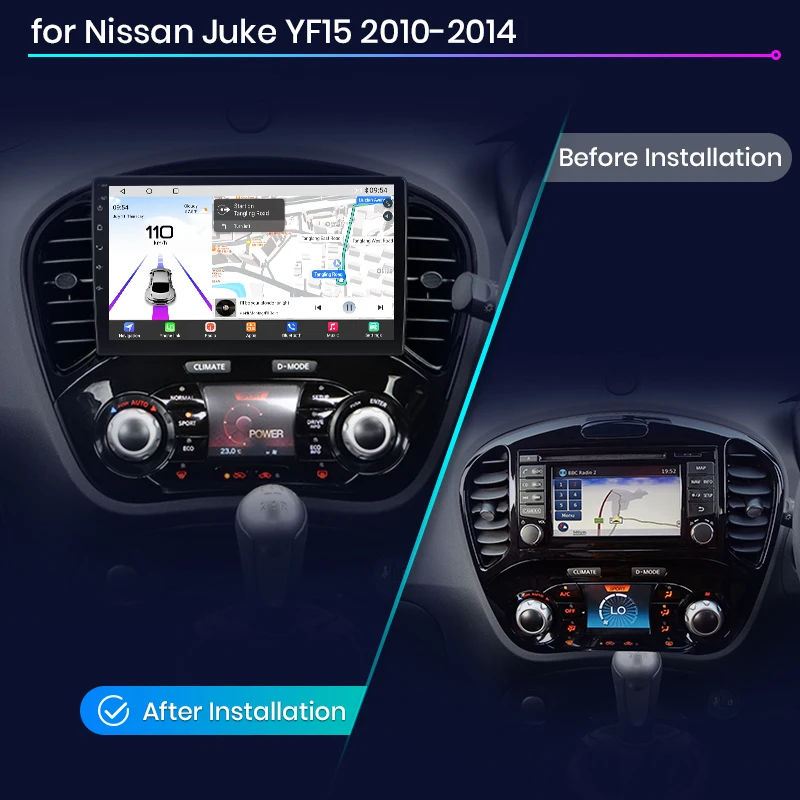 Junsun Qualcomm 8-Core 360 °   Kamera panoramiczna Bezprzewodowe radio samochodowe CarPlay Android Auto dla Nissan Juke YF15 2010 - 2014 GPS