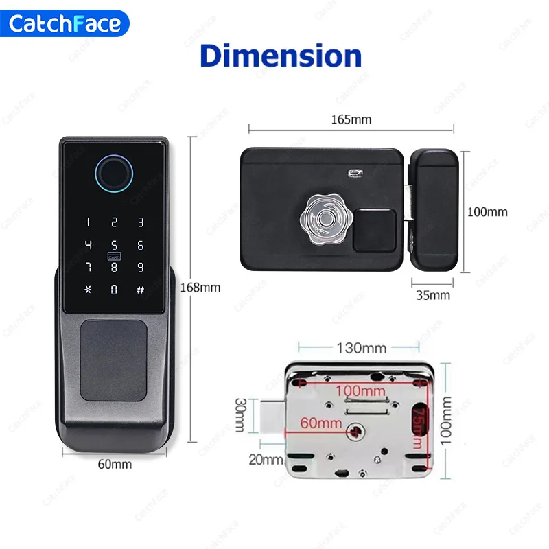 TTLock Versione WIFI Gateway integrato Impronta digitale Cancello esterno impermeabile Codice di accesso Scheda Rfid Serratura intelligente senza chiave