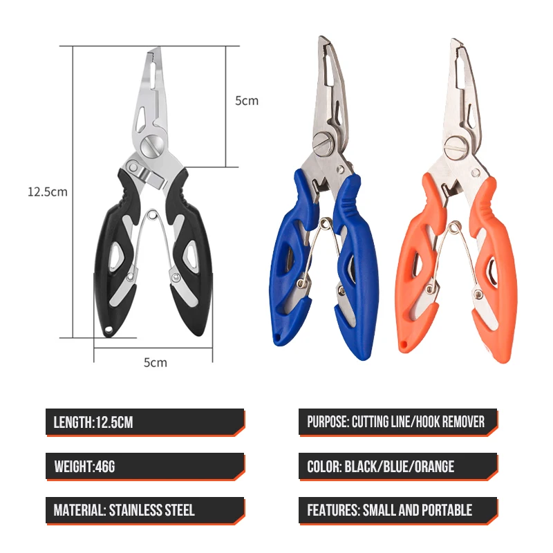 TAIYU Self-Locking คีมตกปลาสแตนเลส 12.5 ซม.4.6g อุปกรณ์ตกปลาสําหรับน้ําเค็มน้ําจืดเกียร์ตกปลา Tackles