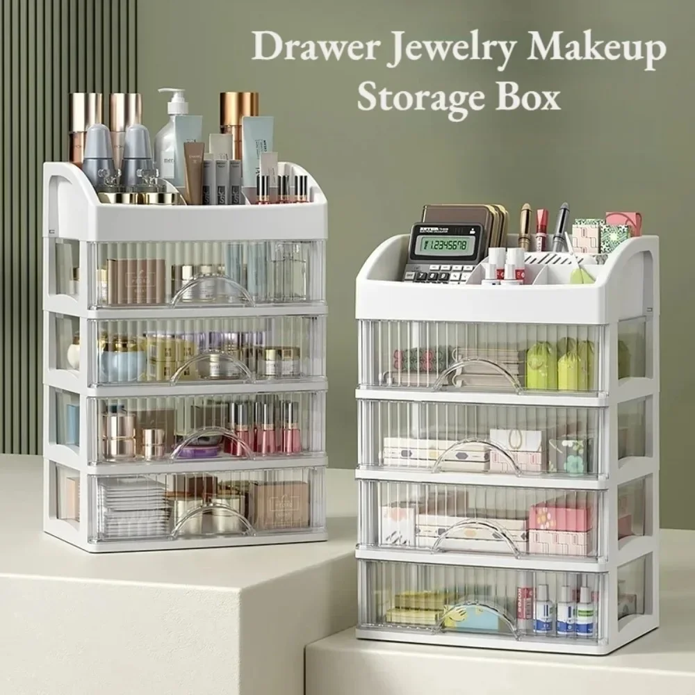 Schubladen-Aufbewahrungsbox, transparent, für Schmuck, Hautpflegeprodukte, Aufbewahrungsbox, Desktop-Unordnung mit hoher Kapazität, staubdichter Organizer